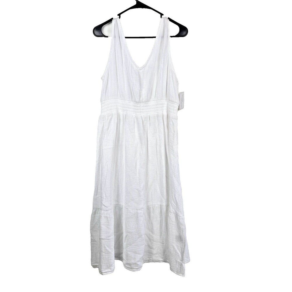 Morgan Taylor Women's Size Small White Cotton‎ Gauze Sleeveless Dress NWT